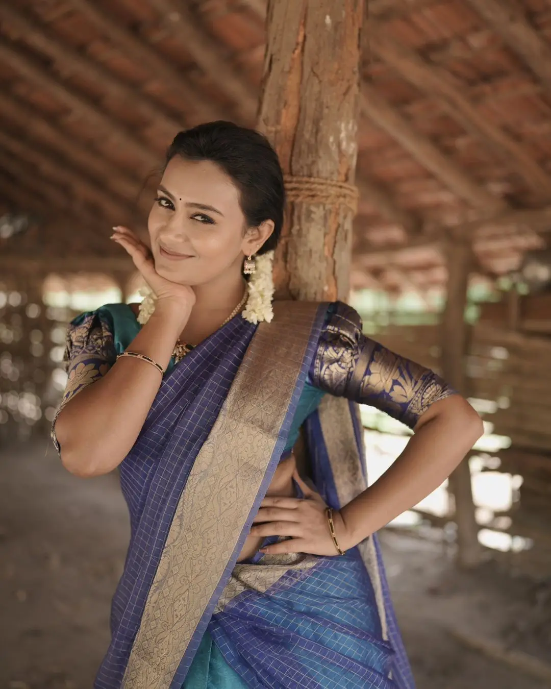 Telugu TV Actress Deepa Jagadeesh In Blue Lehenga Choli